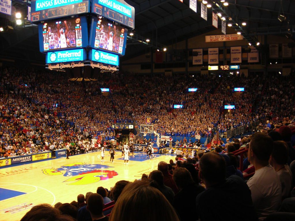 This image has an empty alt attribute; its file name is KansasBasketball_AllenFieldhouse-1024x768.jpg
